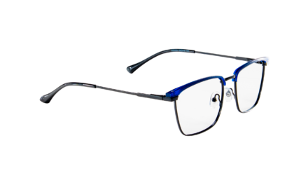 Metallic Blue and Black Square Eyeglasses