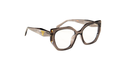 Prada Luxury Translucent Grey Geometric Eyeglasses