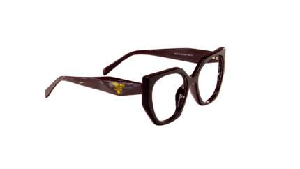 Prada Luxury Deep Wine Geometric Oversized Eyeglasses